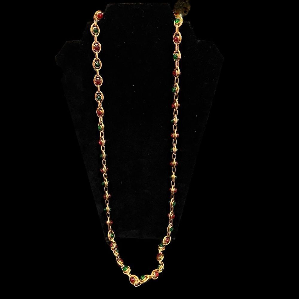 CHANEL Gold-tone Gripoix Chain Long Necklace Vintage - Picture 8 of 8